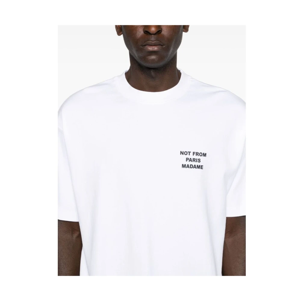 Drole de Monsieur Slogan Print Crew Neck T-shirt White Heren