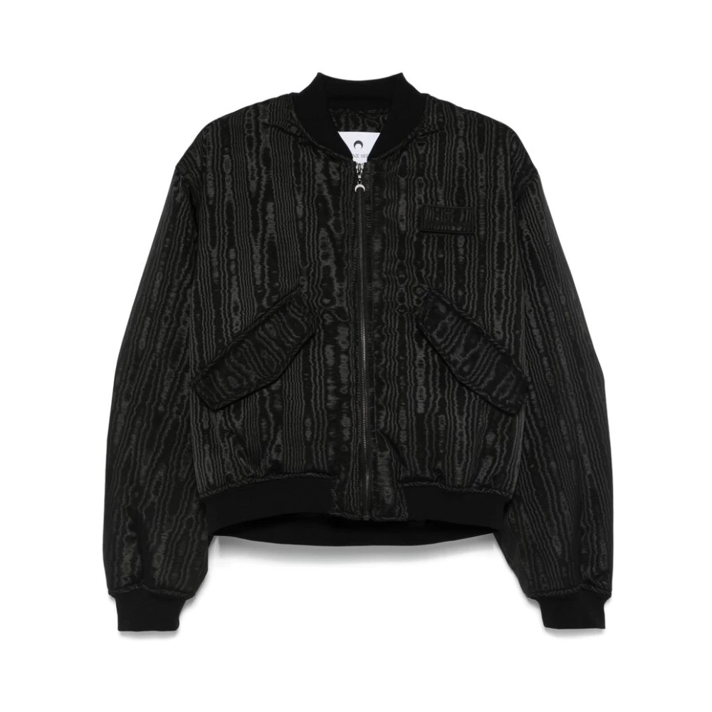 Marine Serre Zwart Gewatteerd Moire-effect Buitenkleding Black Heren