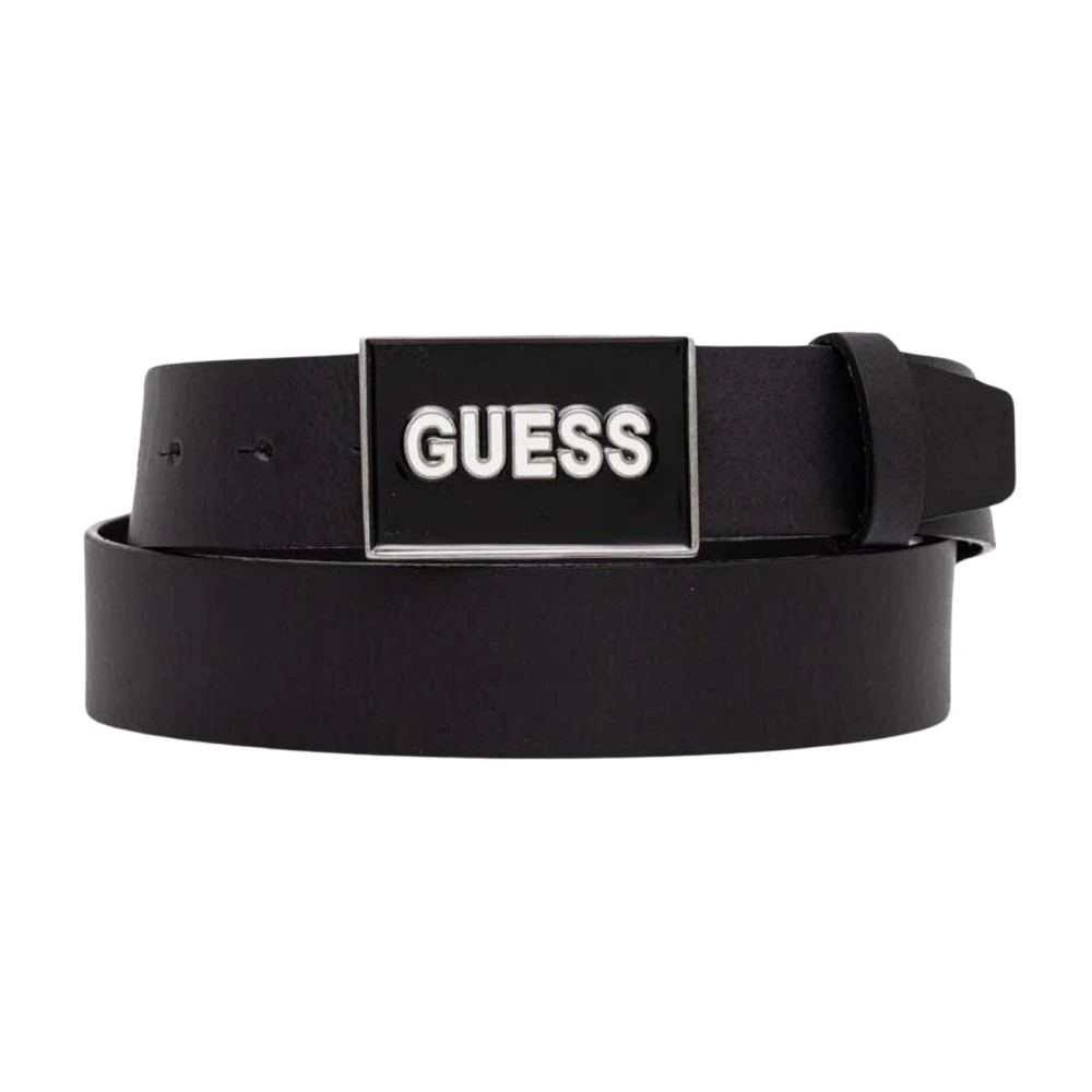 Guess Zwarte Leren Riem met Gesp Black Heren
