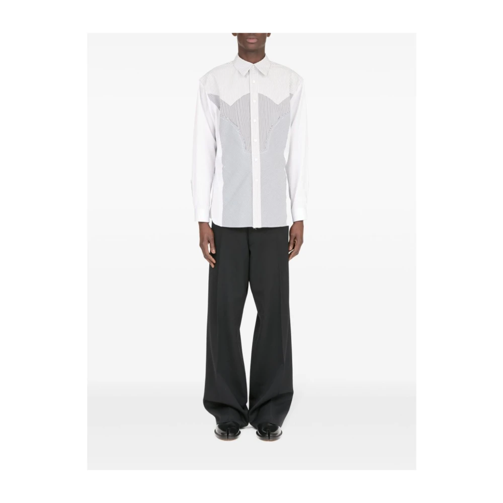 Maison Margiela Gestreept katoenen overhemd Aw24 White Heren