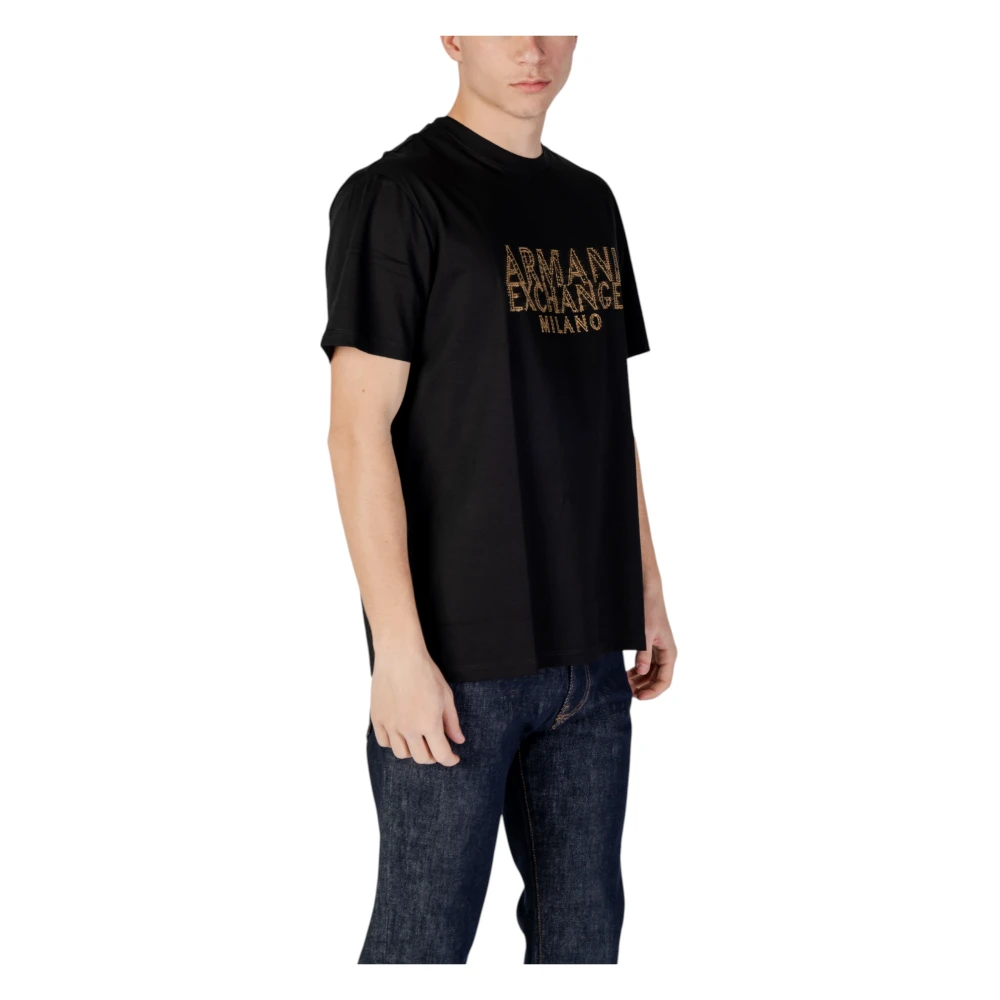 Armani Exchange Korte mouw katoenen T-shirt Black Heren