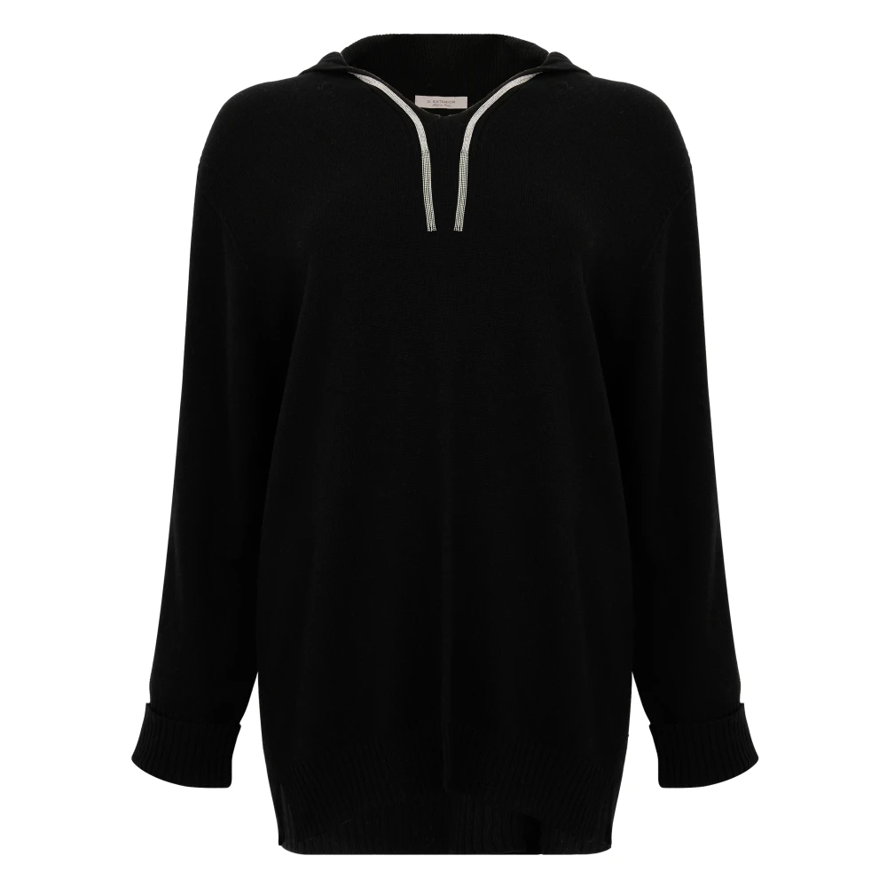 D.Exterior Hoodie van kasjmier zwart Aw24 Black Dames