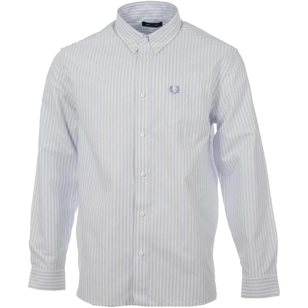 Fred Perry Klassieke Oxford Overhemd Blauw Wit White Heren