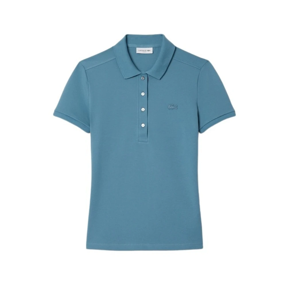 Lacoste Gebreide afwerking katoenen poloshirt Blue Dames