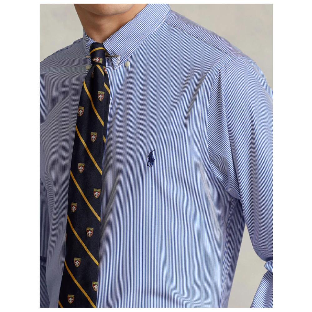 Polo Ralph Lauren Slim Gestreept Poplin Overhemd Blue Heren