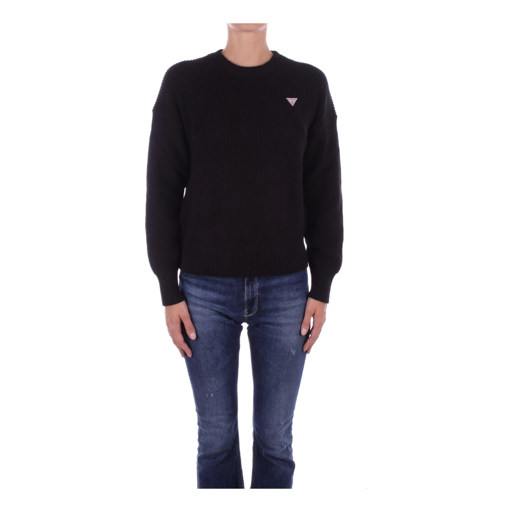 Guess Zwart Logo Front Sweater Black Dames