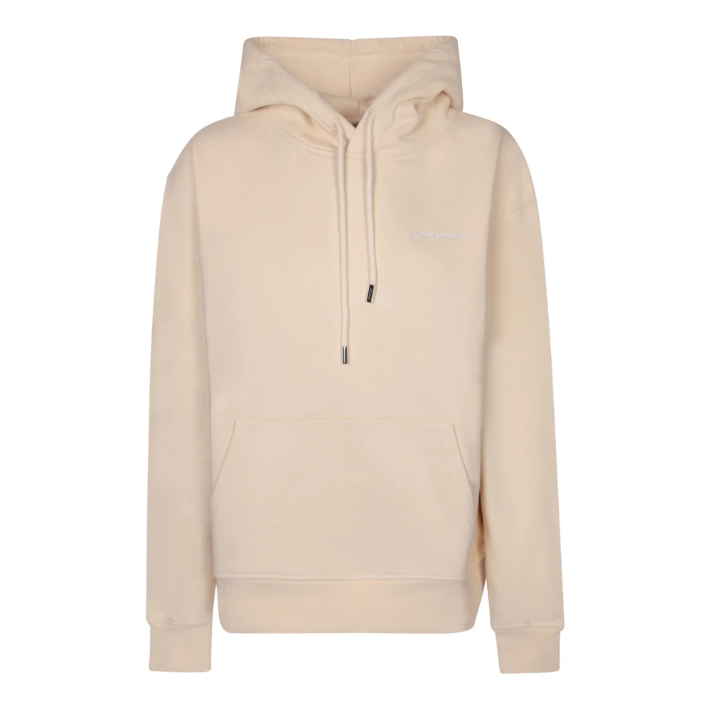 Jacquemus Katoenen hoodie met logoprint Beige Heren