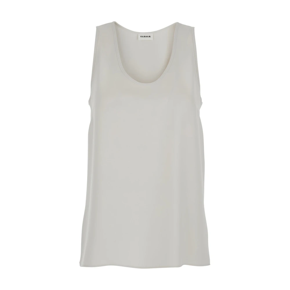 P.a.r.o.s.h. Witte Mouwloze Ronde Hals Technische Stof Top White Dames