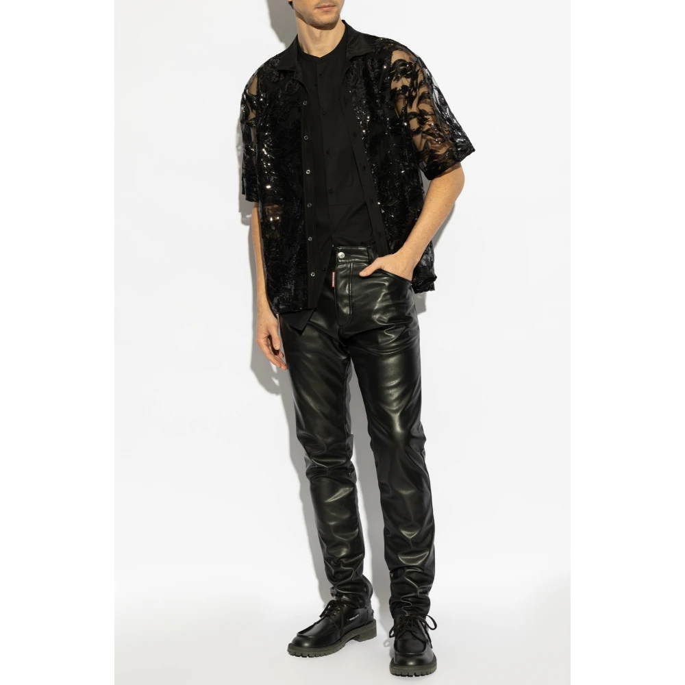 Dsquared2 Shirt met paillettenpatroon Black Heren