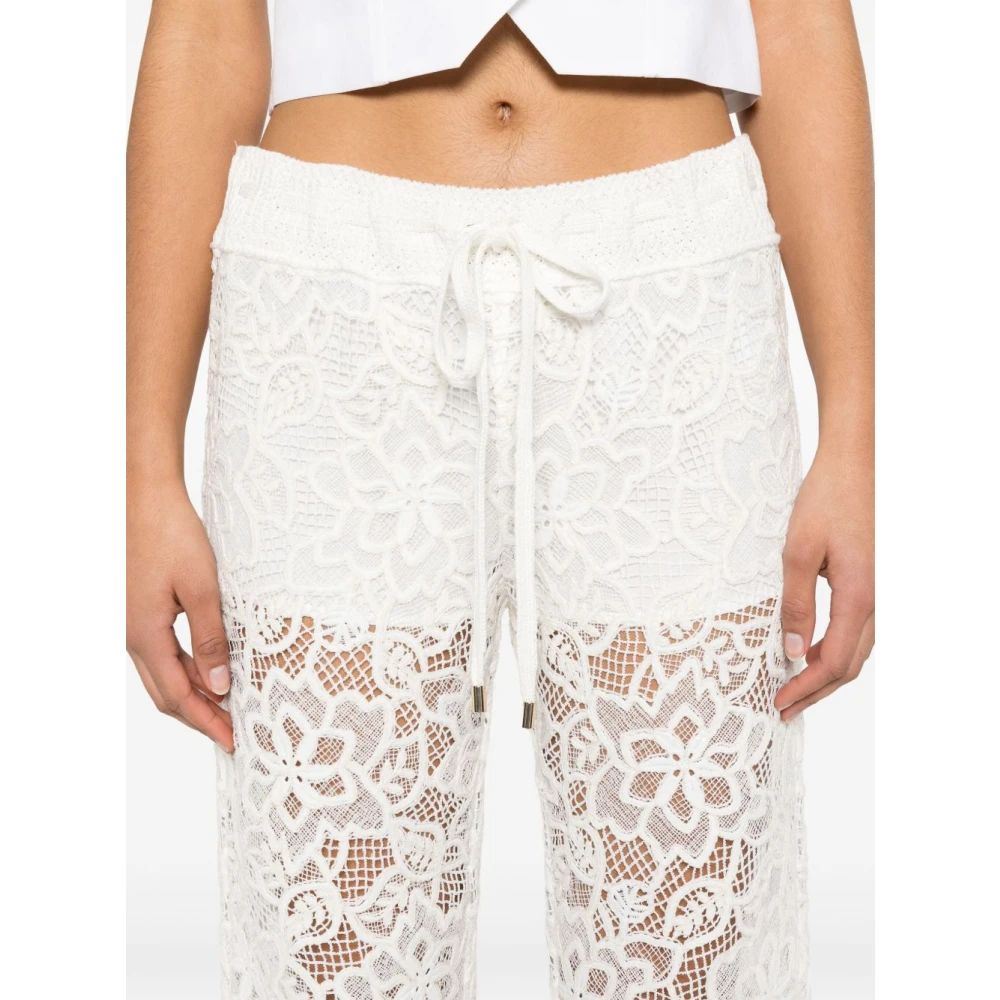 Ermanno Scervino Witte Geribbelde Broek met Trekkoord Tailleband White Dames