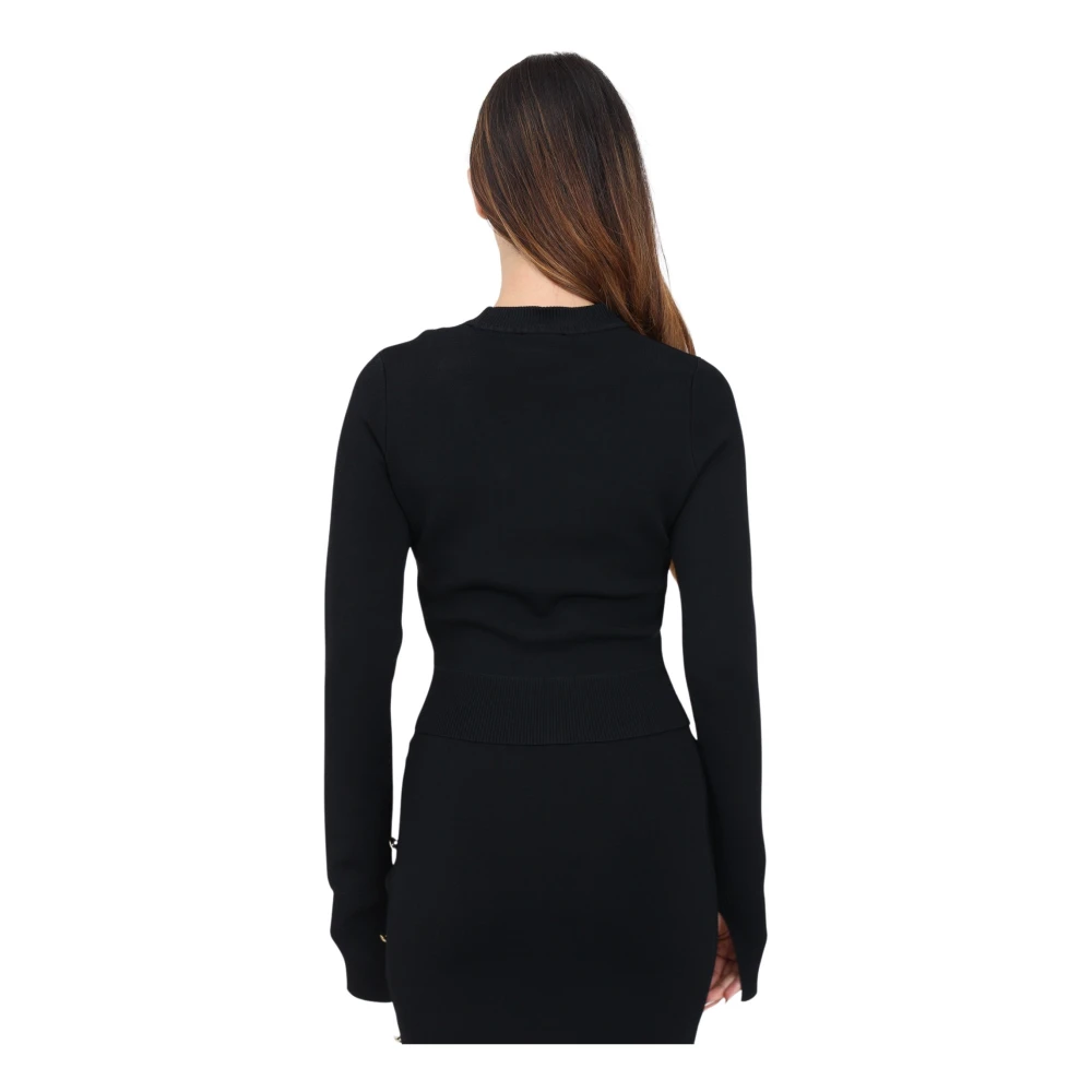 Versace Jeans Couture Zwarte trui met cut-out pareldetails Black Dames