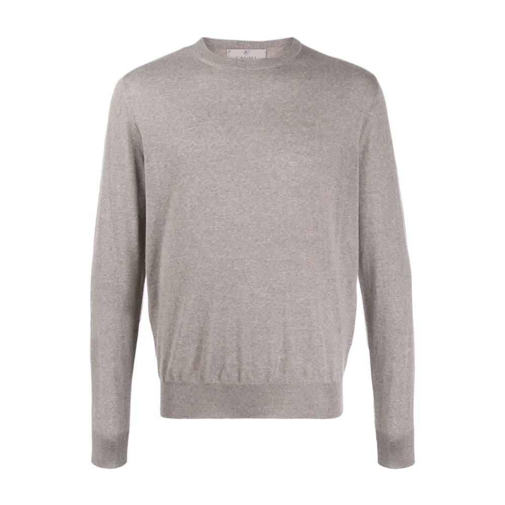 Canali Wollen Jersey Trui Gray Heren
