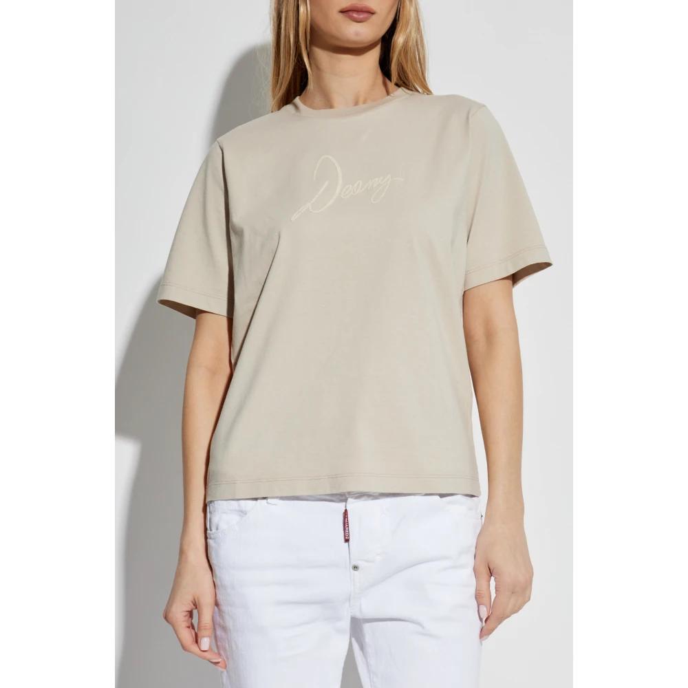 Dsquared2 T-shirt met bedrukt logo Beige Dames