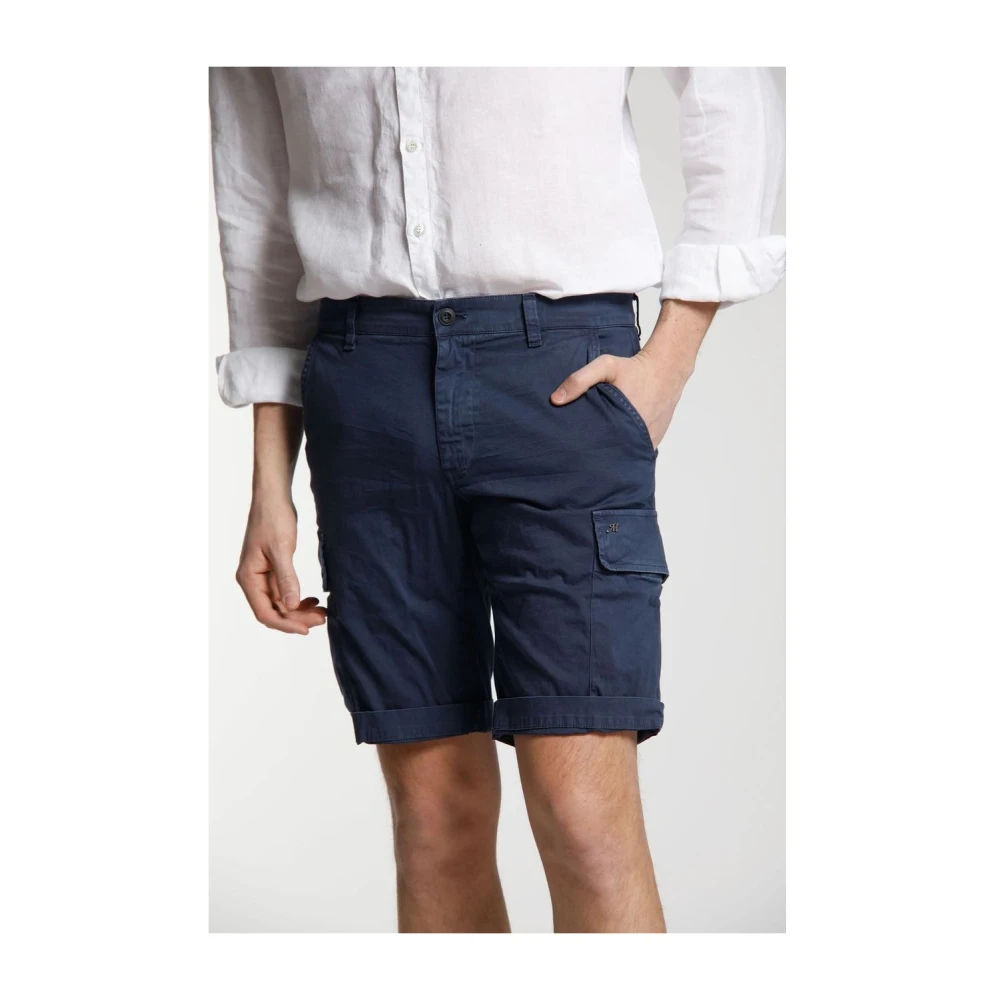 Mason's Navy Blauwe Cargo Bermuda Shorts Blue Heren