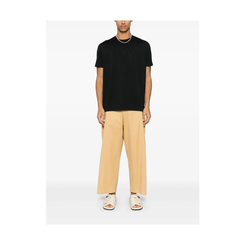 Iceberg Zwarte Crew Neck T-shirt Korte Mouwen Black Heren