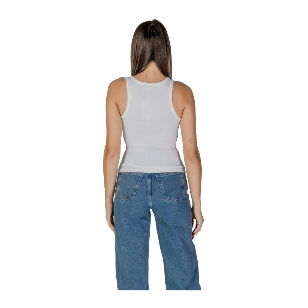 Calvin Klein Jeans Witte Geribbelde Tanktop White Dames