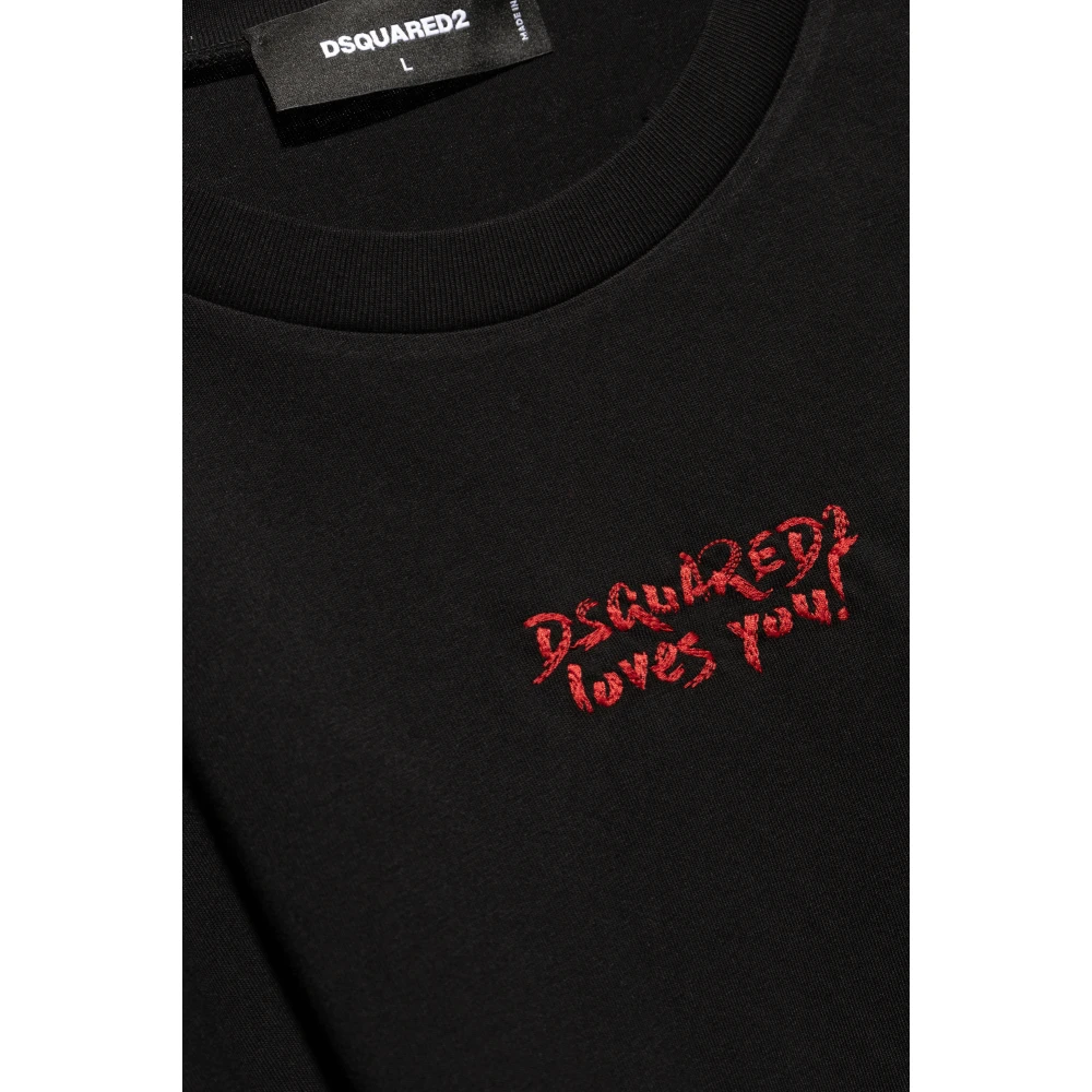 Dsquared2 T-shirt met logo Black Heren