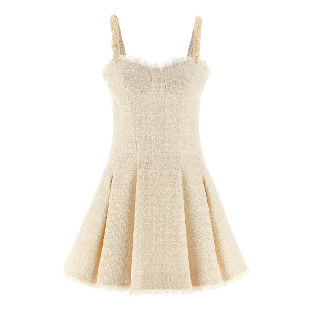 Balmain White Conchiglie Tweed Mini Dress - Female - Party Dresses - Xs - Dresses