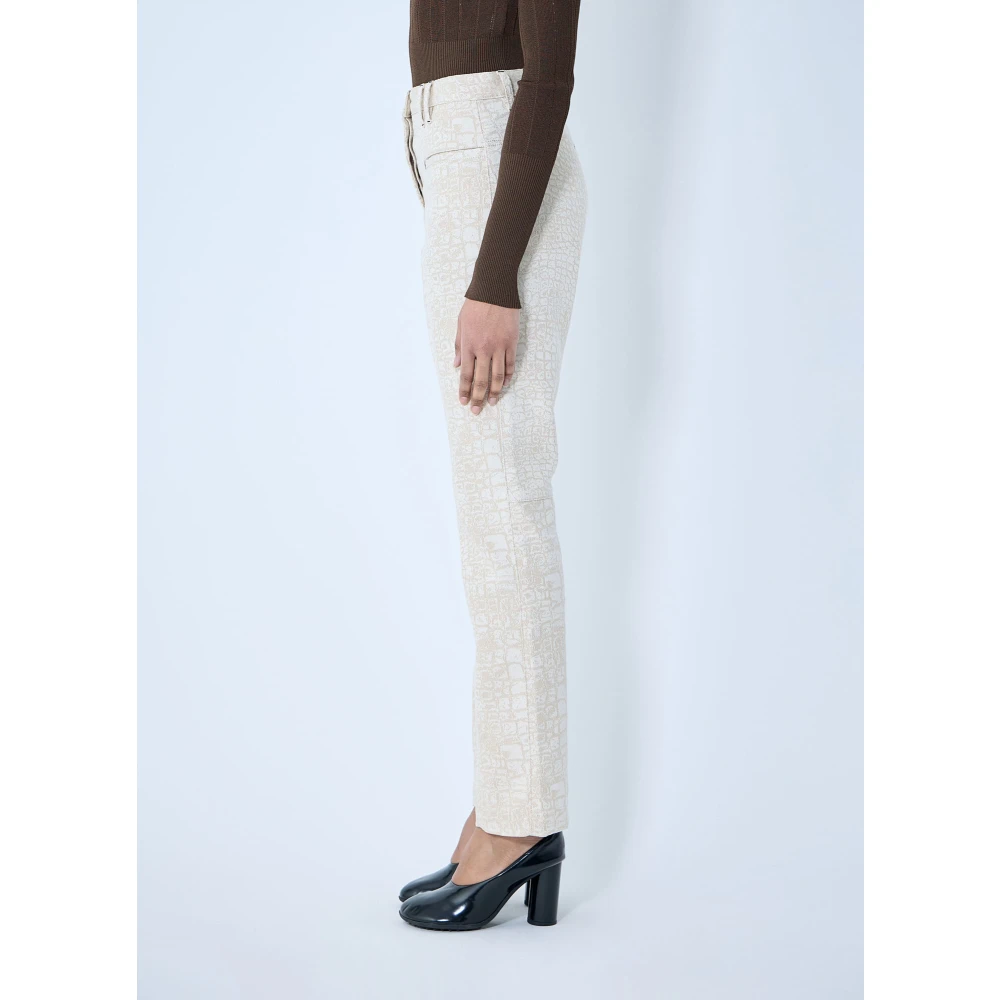 Jacquemus Krokodilreliëf Straight-Leg Jeans Beige Dames