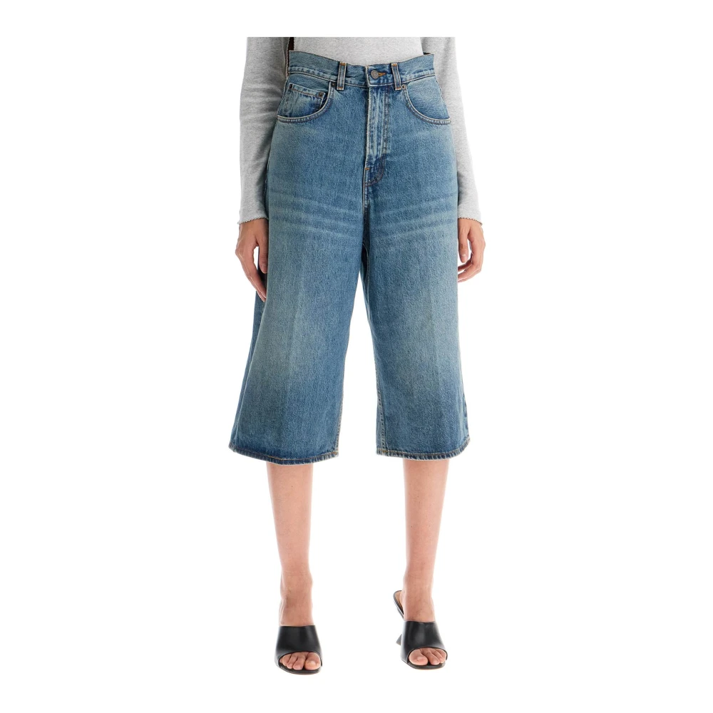 Haikure Knie-lange Denim Shorts Blue Dames