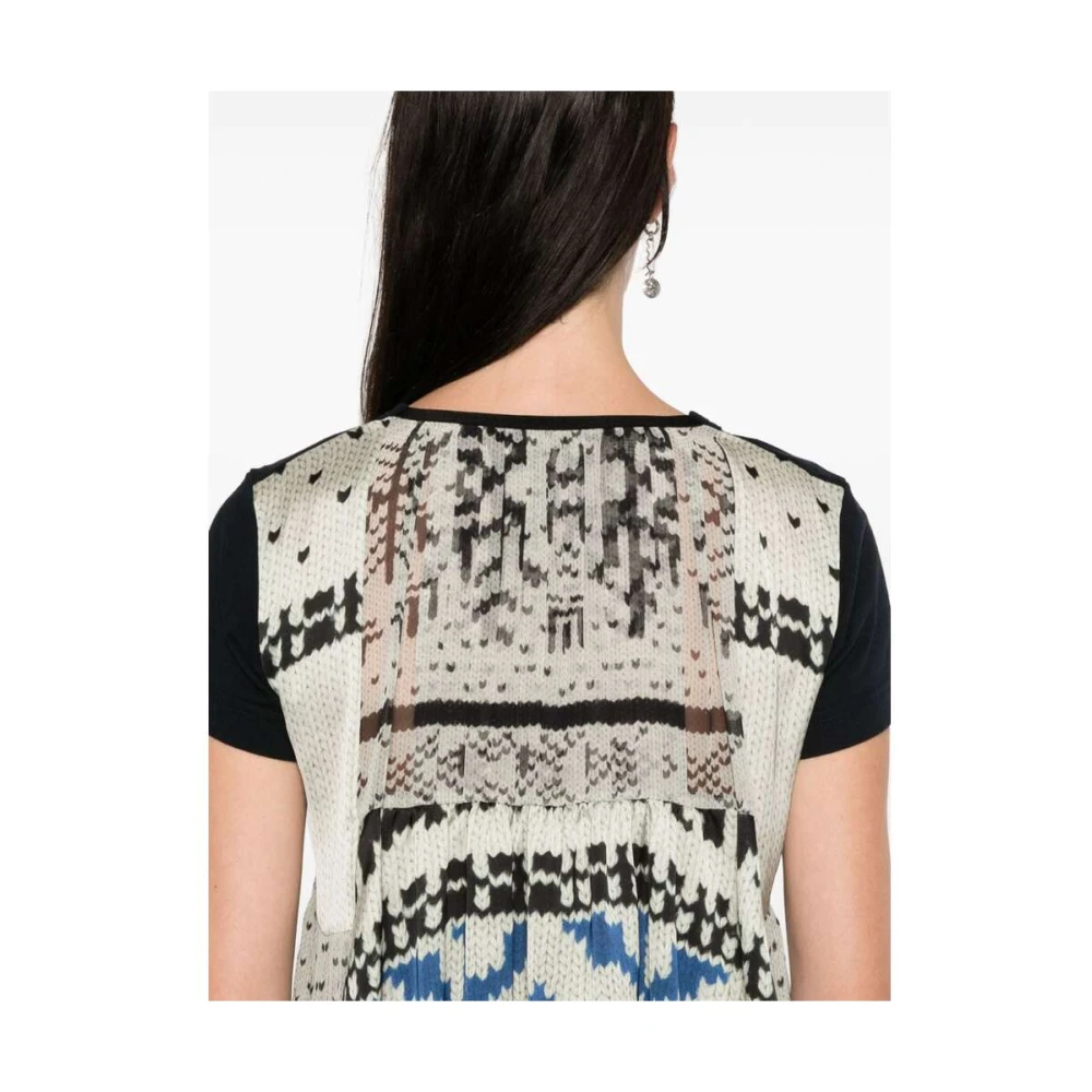 Sacai Blauw Abstract Patroon T-shirt Blue Dames