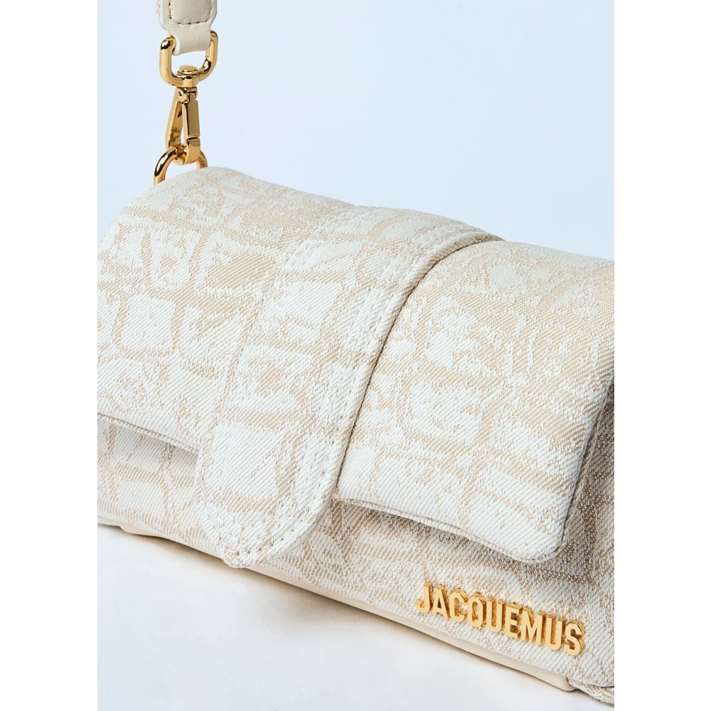 Jacquemus Gewatteerde Katoenen Schoudertas met Logo Beige Dames