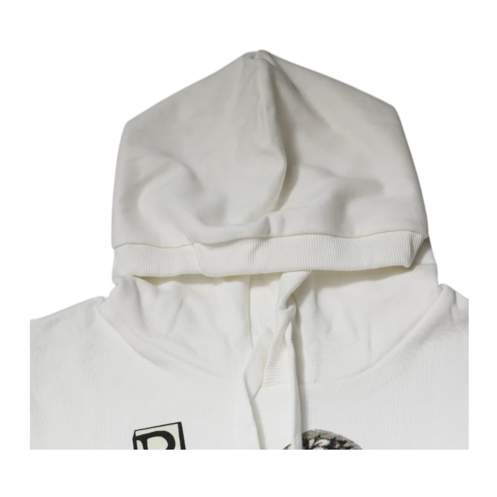 Dolce & Gabbana Witte Katoenen Hooded Pullover Sweater White Heren
