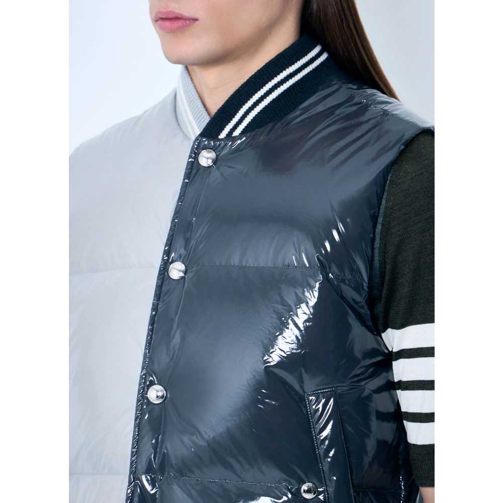 Thom Browne Hoogglans Contrast Dons Gilet Gray Heren