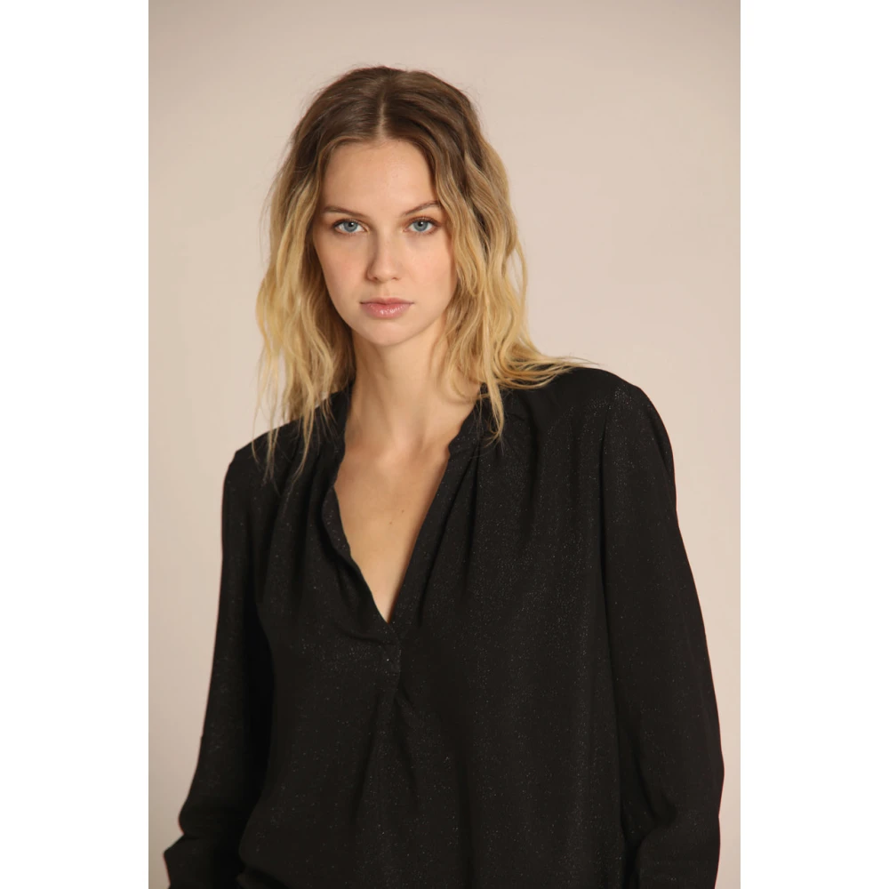 Mason's Adele Lurex Shirt met Lange Mouwen Black Dames