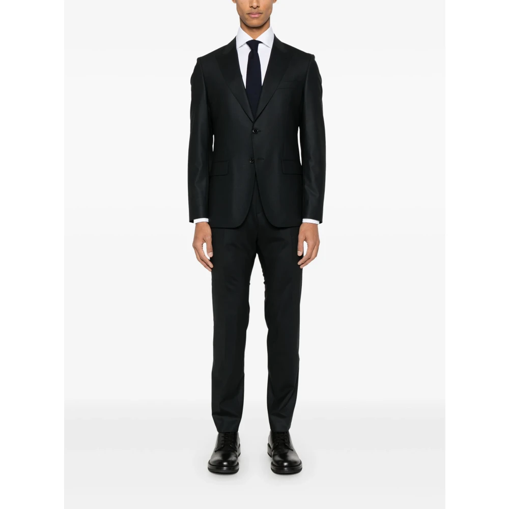 Hugo Boss Slim Fit Gemengd Wol Pak Black Heren