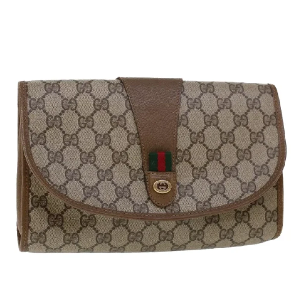 Gucci Vintage Pre-owned Canvas clutches Beige Dames