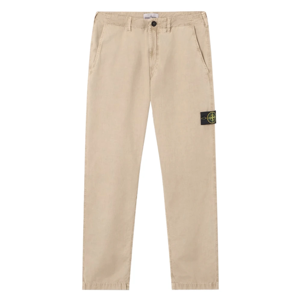 Stone Island Men's Beige Straight Trousers, W36, Trousers