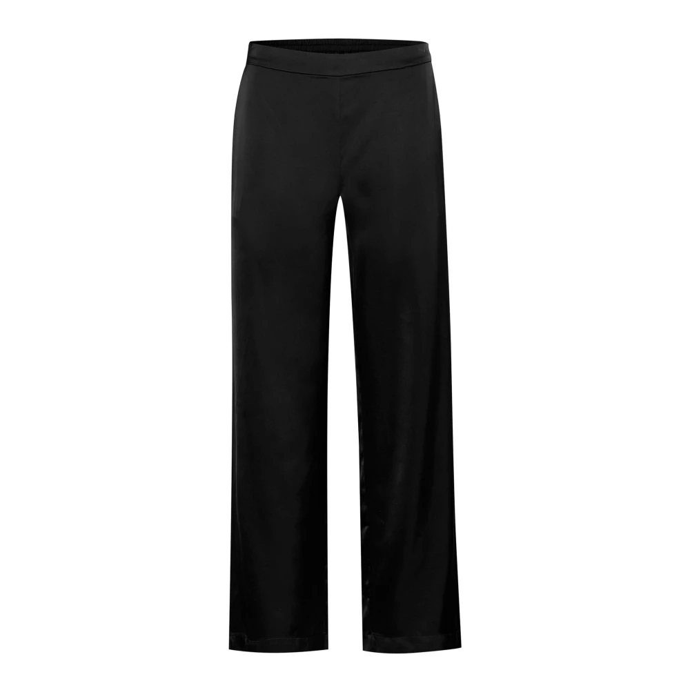 Karen by Simonsen Elegante Wijde Pijp Broek met Elastische Taille Black Dames