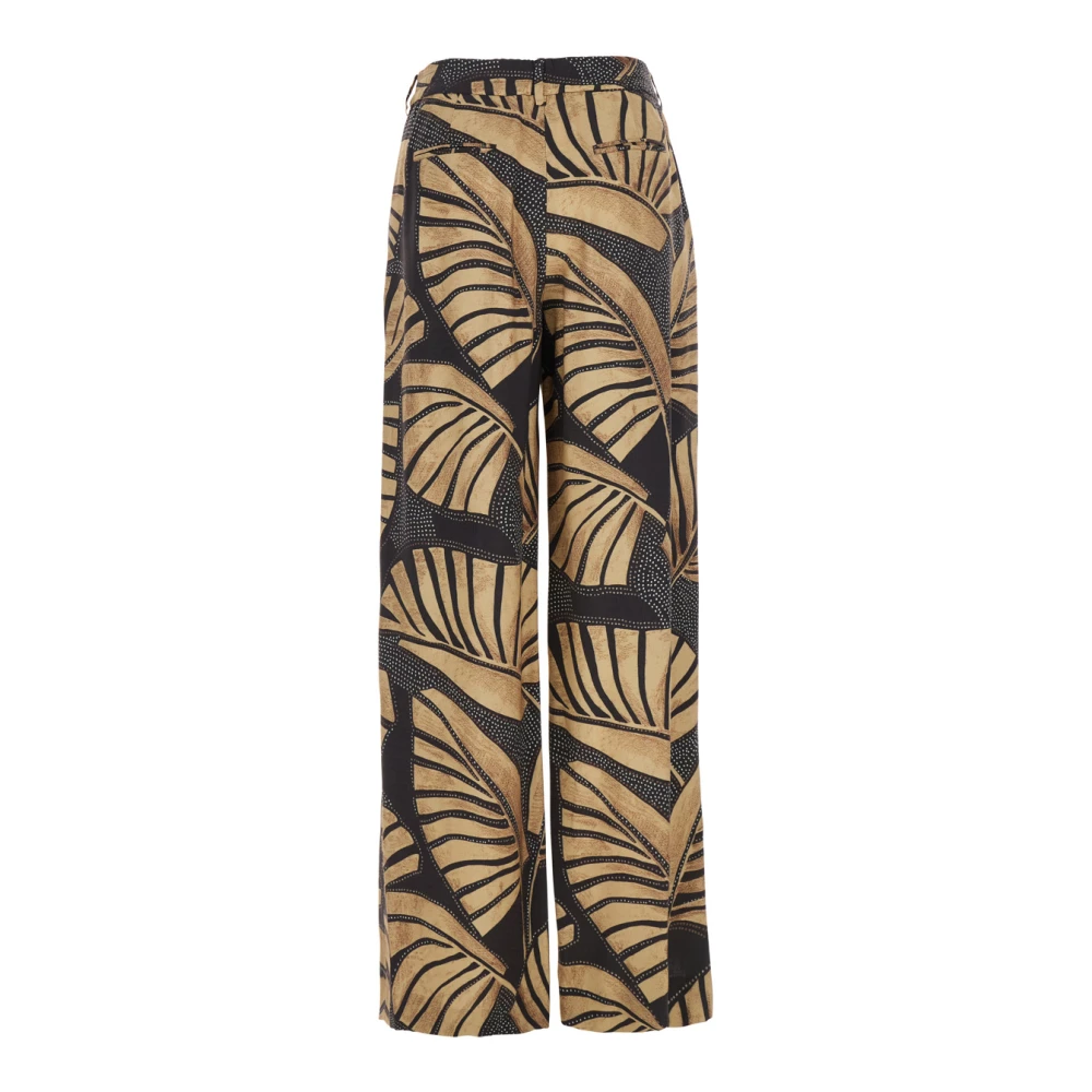 PT Torino Bruine Gedrukte Tech Stof Broek Vrouw Brown Dames