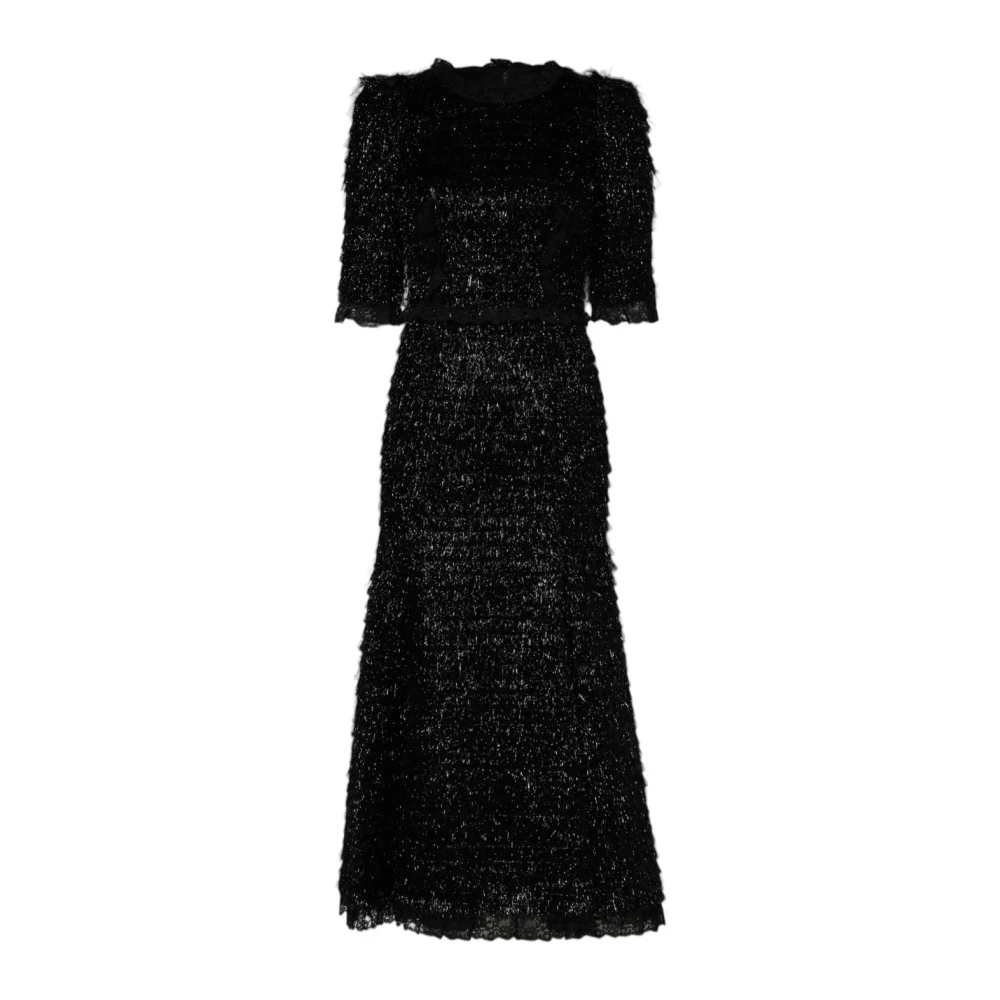 Dolce & Gabbana Women's Black Midi Dresses,, Shiny A-Line Midi Dress 3XS