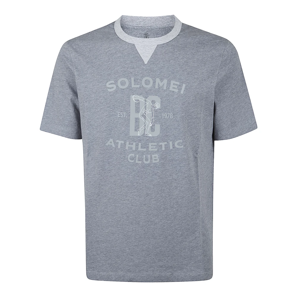 Brunello Cucinelli Gray T-Shirts, Male, Xl, Cotton Jersey T-Shirt