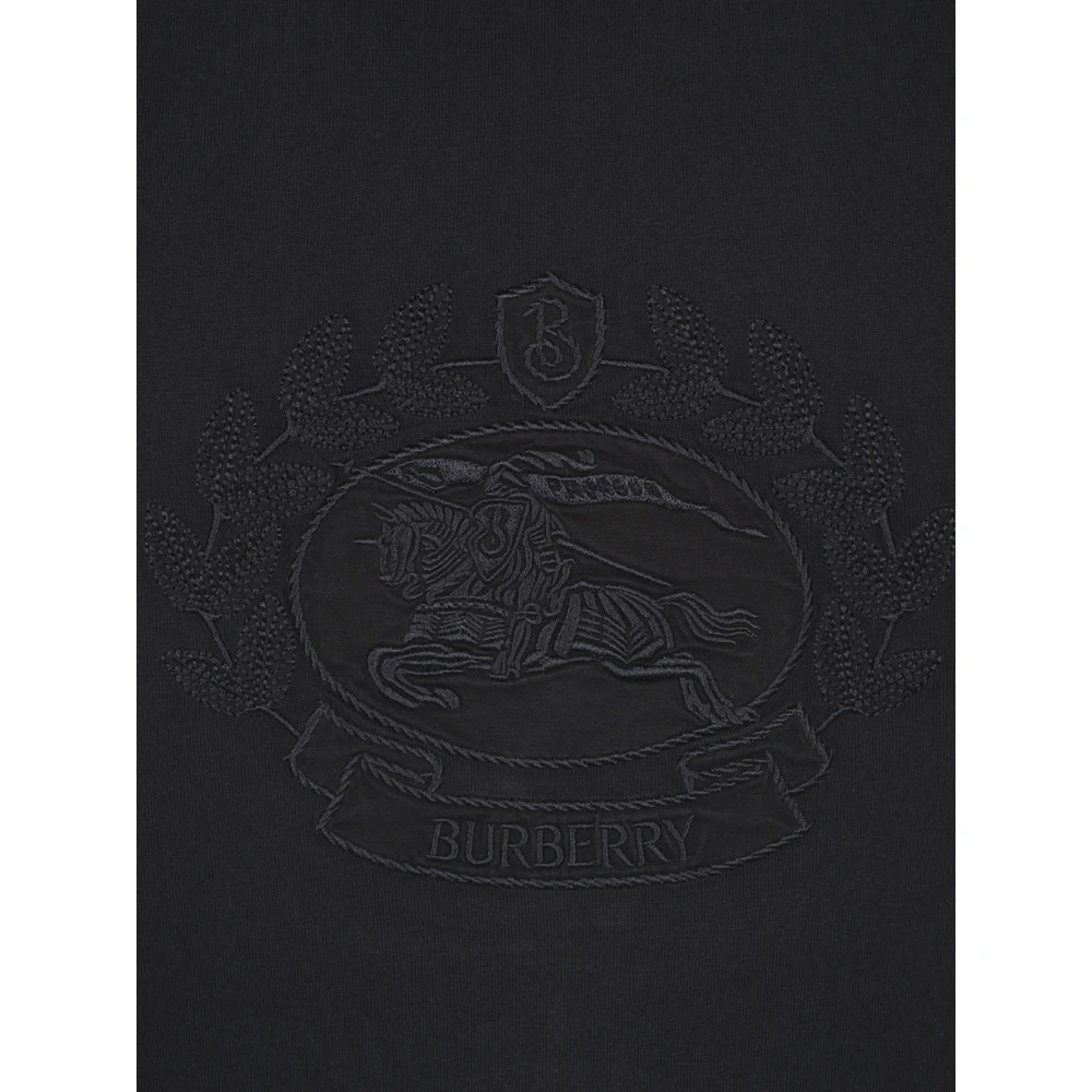 Burberry T-shirt met Equestrian Knight Design Embleem Black Heren