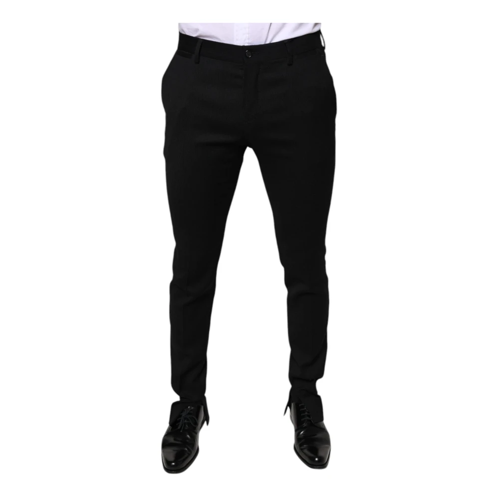Dolce & Gabbana Zwarte Wolmix Skinny Jurk Broek Black Heren