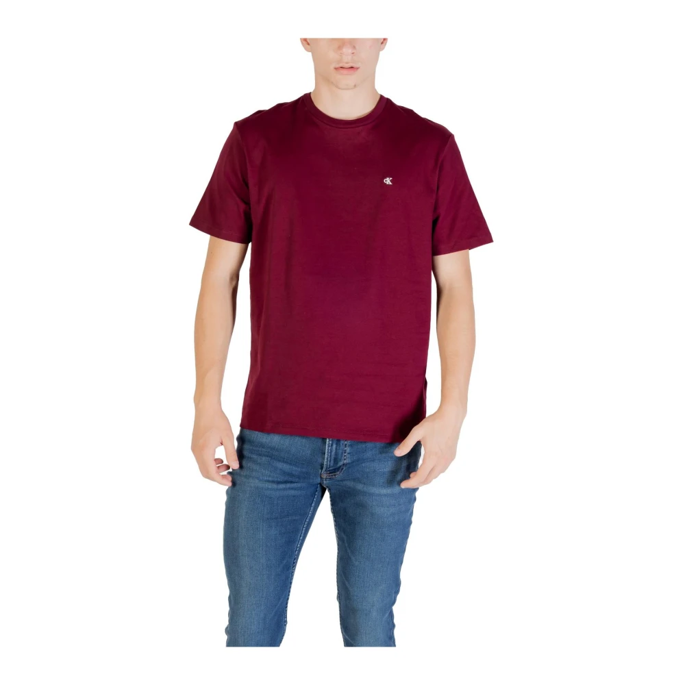Calvin Klein Jeans Men's Bordeaux Cotton T-Shirt For