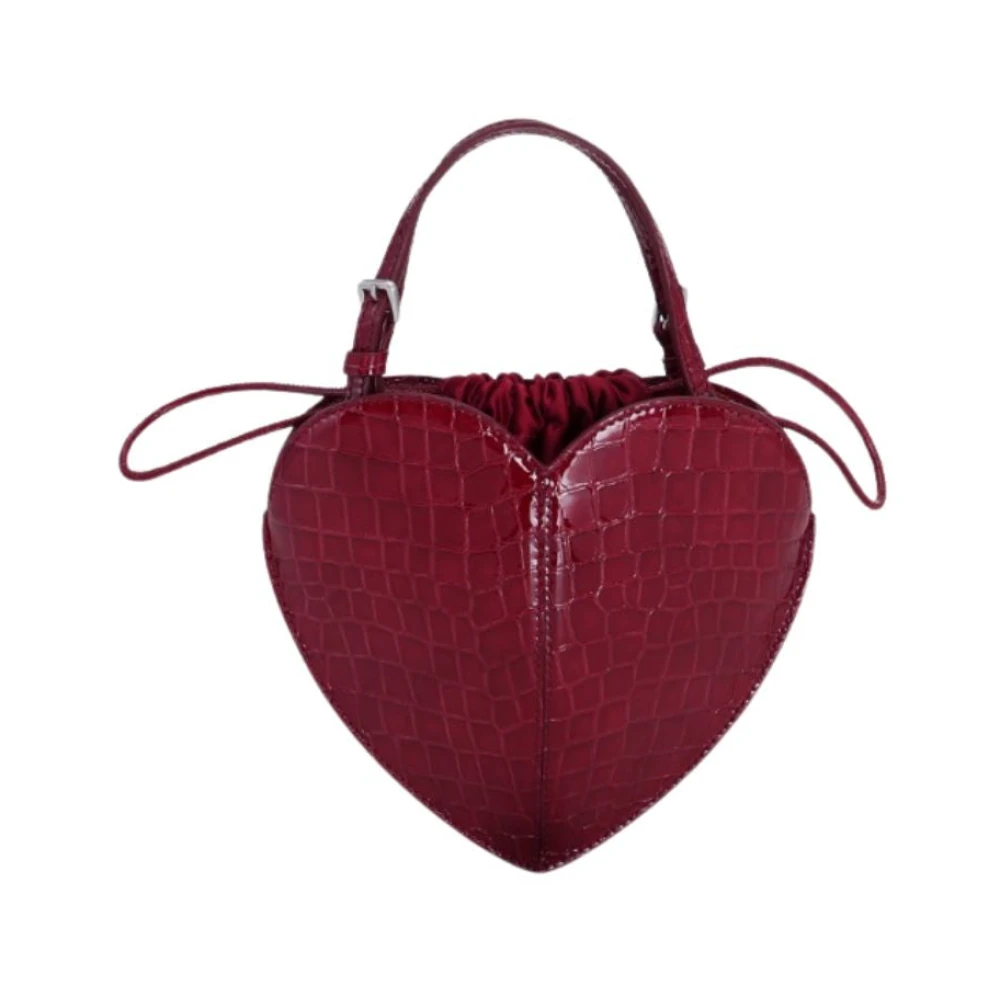 Rotate Birger Christensen Red Mini Bags, Female, One Size, Patent Croco Heart Bag