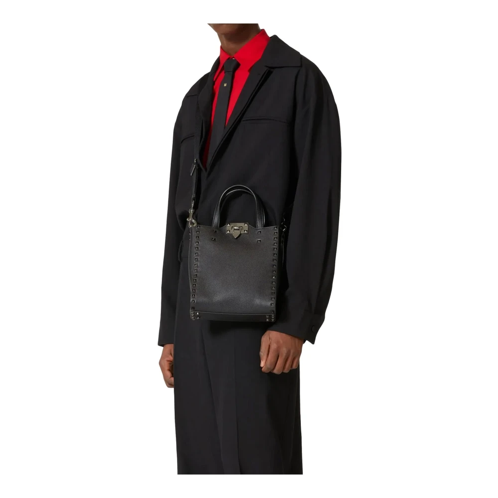 Valentino Garavani Rockstud Shopper Kleine Tote Tas Black Heren