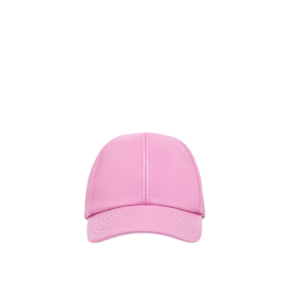 Courrèges Baseball Cap in effen kleur gebruikt-effect leer Pink Dames