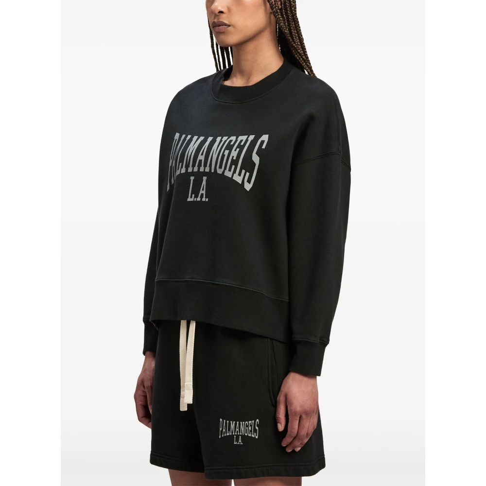 Palm Angels Klassieke College Crew Sweatshirt Black Dames