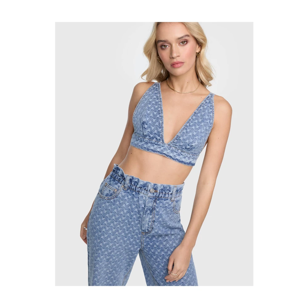 Alix The Label Bull Jacquard Bralette Top Blue Dames