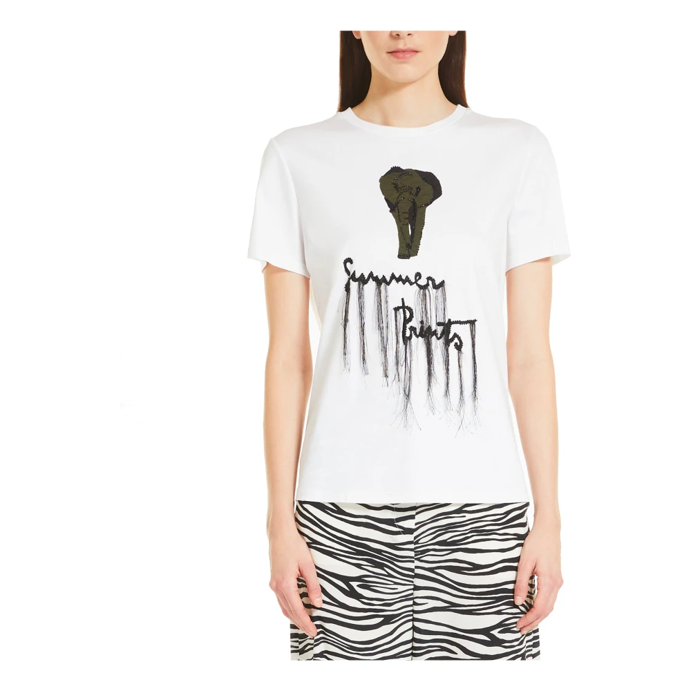 Max Mara Studio Stijlvolle Witte T-Shirt voor Vrouwen White Dames