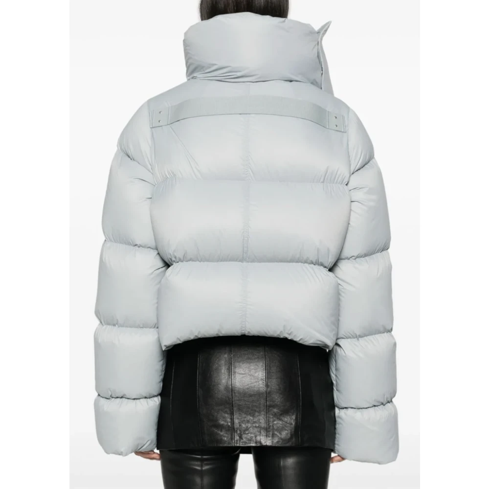 Rick Owens Lichtblauwe Funnel Neck Jas Blue Dames