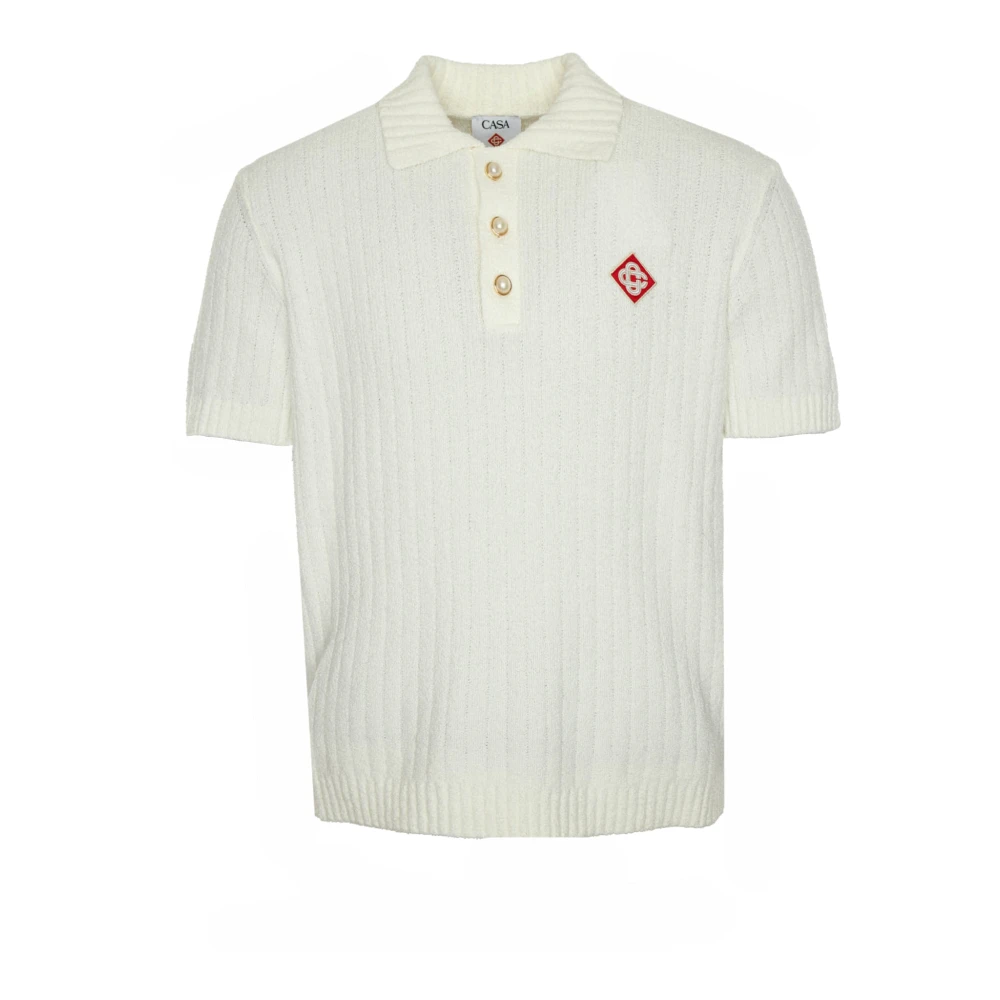 Casablanca Boucle Polo Gebreid Shirt White Heren