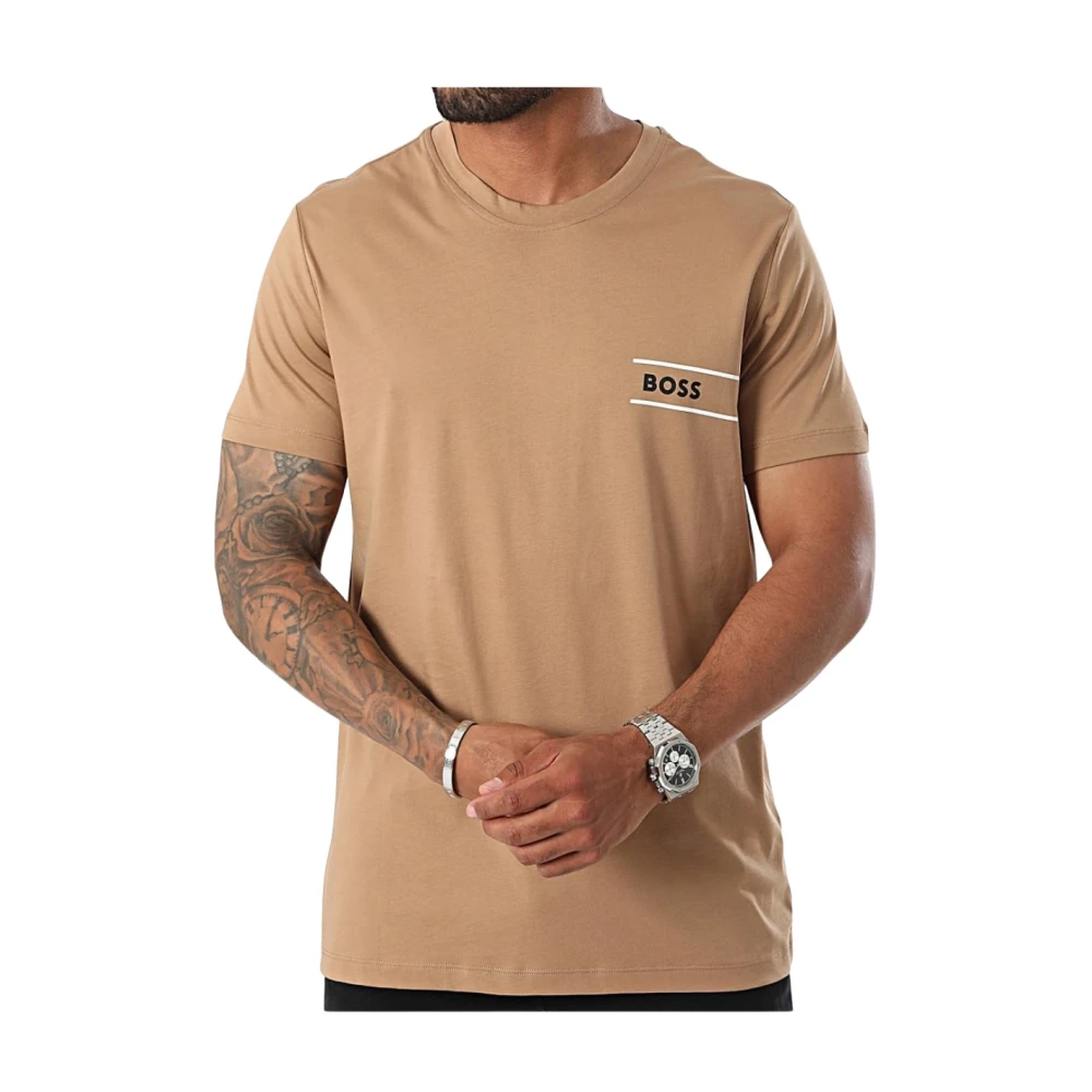 Hugo Boss Kortärmad Bomull T-shirt - Beige Beige, Herr