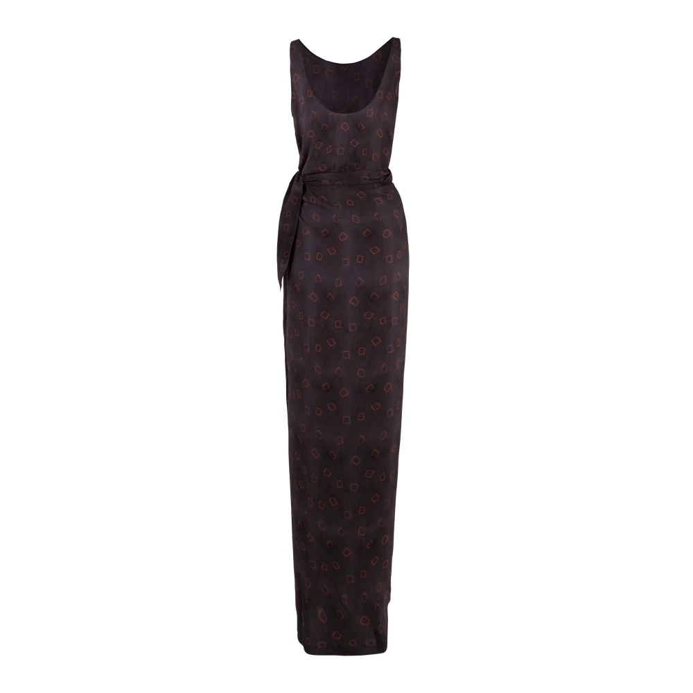 Cortana Zijden Omslagjurk Aquarelprint Black Dames