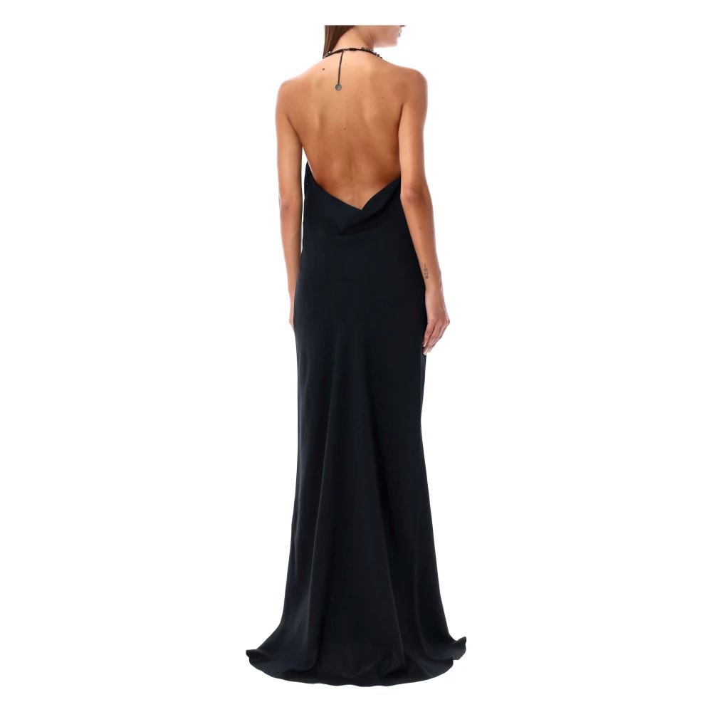 Stella Mccartney Zwarte Kristalbandjes Lange Jurk Black Dames